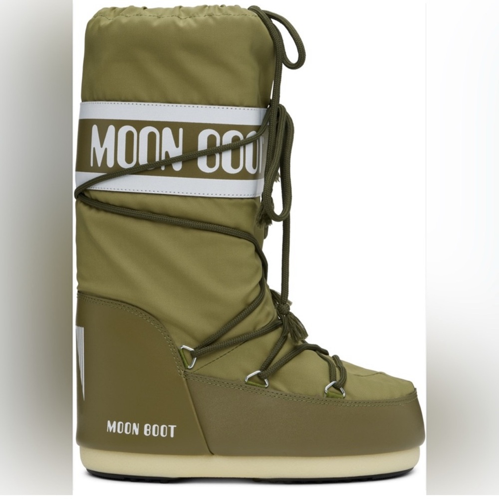 Moon Boot Icon Tall Khaki Green Snow Boots 4.5-7US -35/38EU